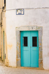 Closed door of building