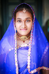 Portrait of girl in blue sari