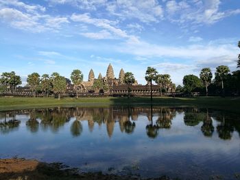 Reflection of temple in lake