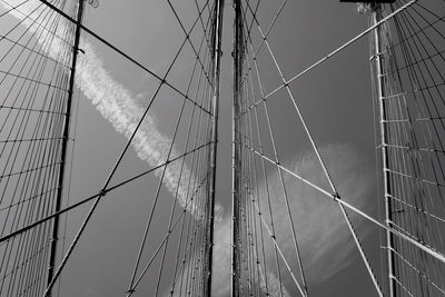 Low angle view of mast against sky