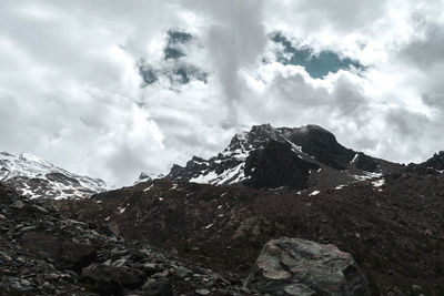 Low angle view of mountain against sky