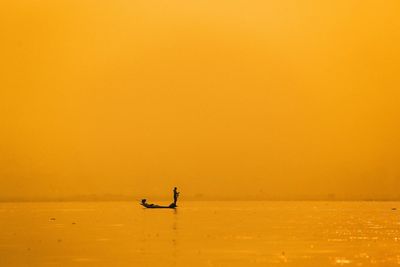Silhouette of woman at sunset