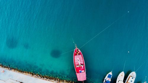 Low section of sailboat sailing in sea