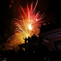 Firework display at night