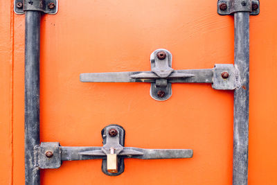 Close-up of door handle on building