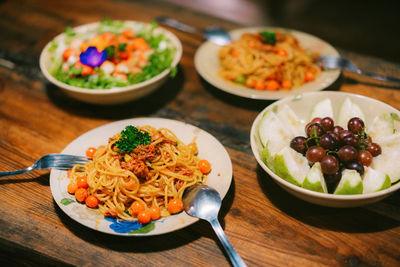 Close-up of food in plate on table