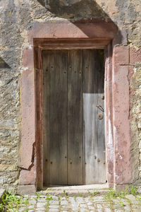 Closed door of old building