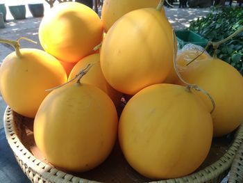 High angle view of oranges on table