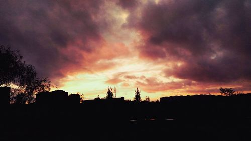 Low angle view of cloudy sky at sunset