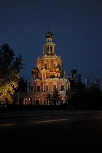 Illuminated buildings at night