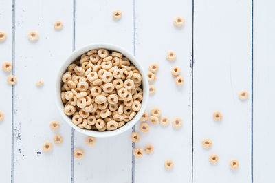 High angle view of breakfast on table