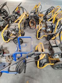 High angle view of bicycles on table