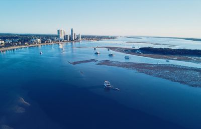 Scenic view of sea against clear sky