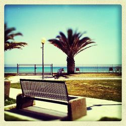 Scenic view of sea against blue sky