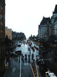 Traffic on city street during rainy season