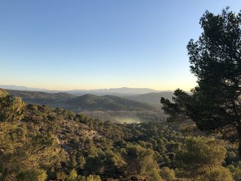 Scenic view of mountains against clear sky