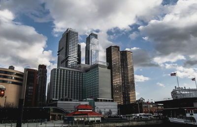 Low angle view of skyscrapers against sky