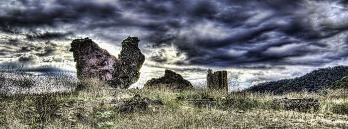 Scenic view of landscape against cloudy sky