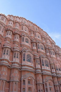 Low angle view of building against clear sky.
hawa mahel of pink city know as the royal city jaipur