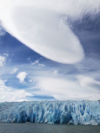 Scenic view of frozen landscape against sky