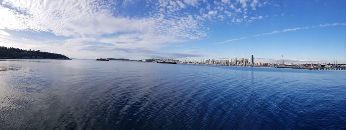 Panoramic view of sea against cloudy sky