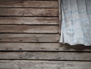 High angle view of wooden wall