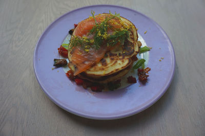 High angle view of meal served in plate