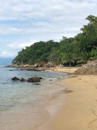 Scenic view of beach against sky