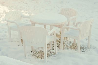 White chair in snow