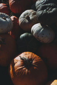 Close-up of pumpkins for sale at market