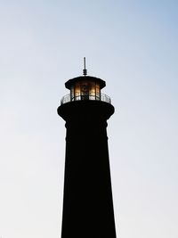 Low angle view of lighthouse against clear sky