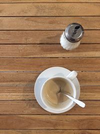 High angle view of coffee on table