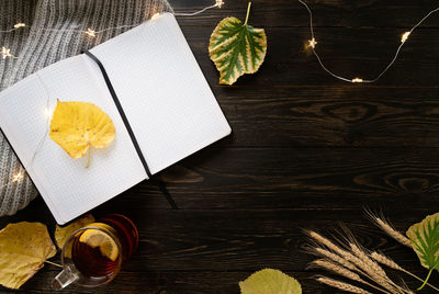 High angle view of fruits on table