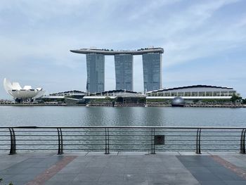 View of modern building against cloudy sky