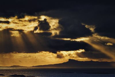 Silhouette of people on mountain during sunset