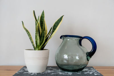 Close-up of glasses on table