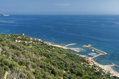 High angle view of sea against sky