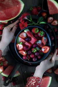 Cropped hand of woman holding food