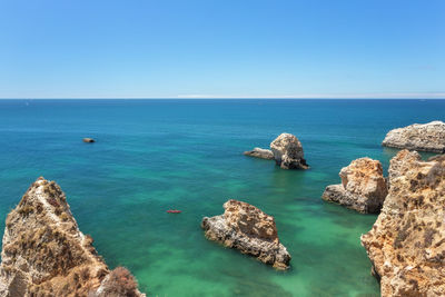 Scenic view of sea against clear sky