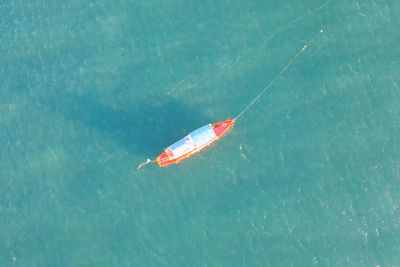 High angle view of ship in sea