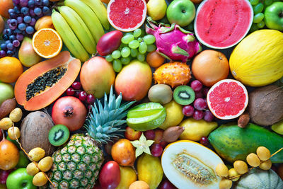 High angle view of various fruits