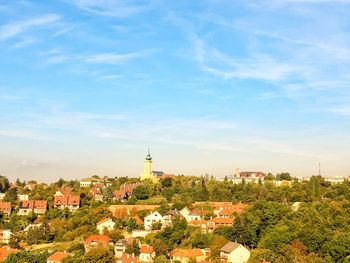 High angle view of townscape against sky