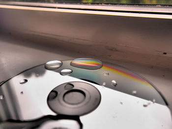 Detail shot of water drops on cd