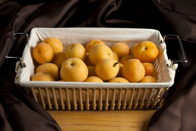 High angle view of fruits in container
