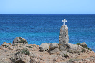 Scenic view of sea against clear sky