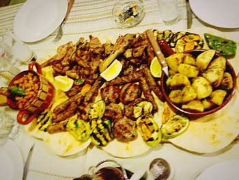 Close-up of served food in plate
