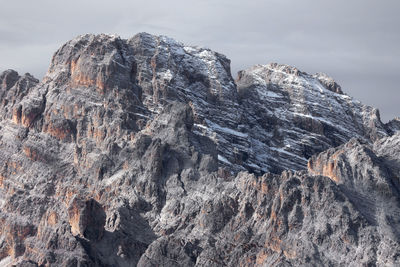 Low angle view of rock formation against sky