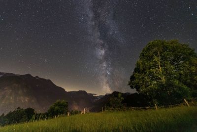 Scenic view of field against sky at night