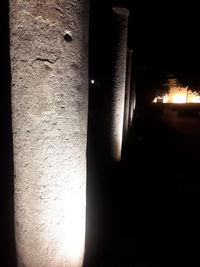 Close-up of illuminated wall at night