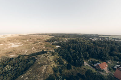 High angle view of landscape against clear sky